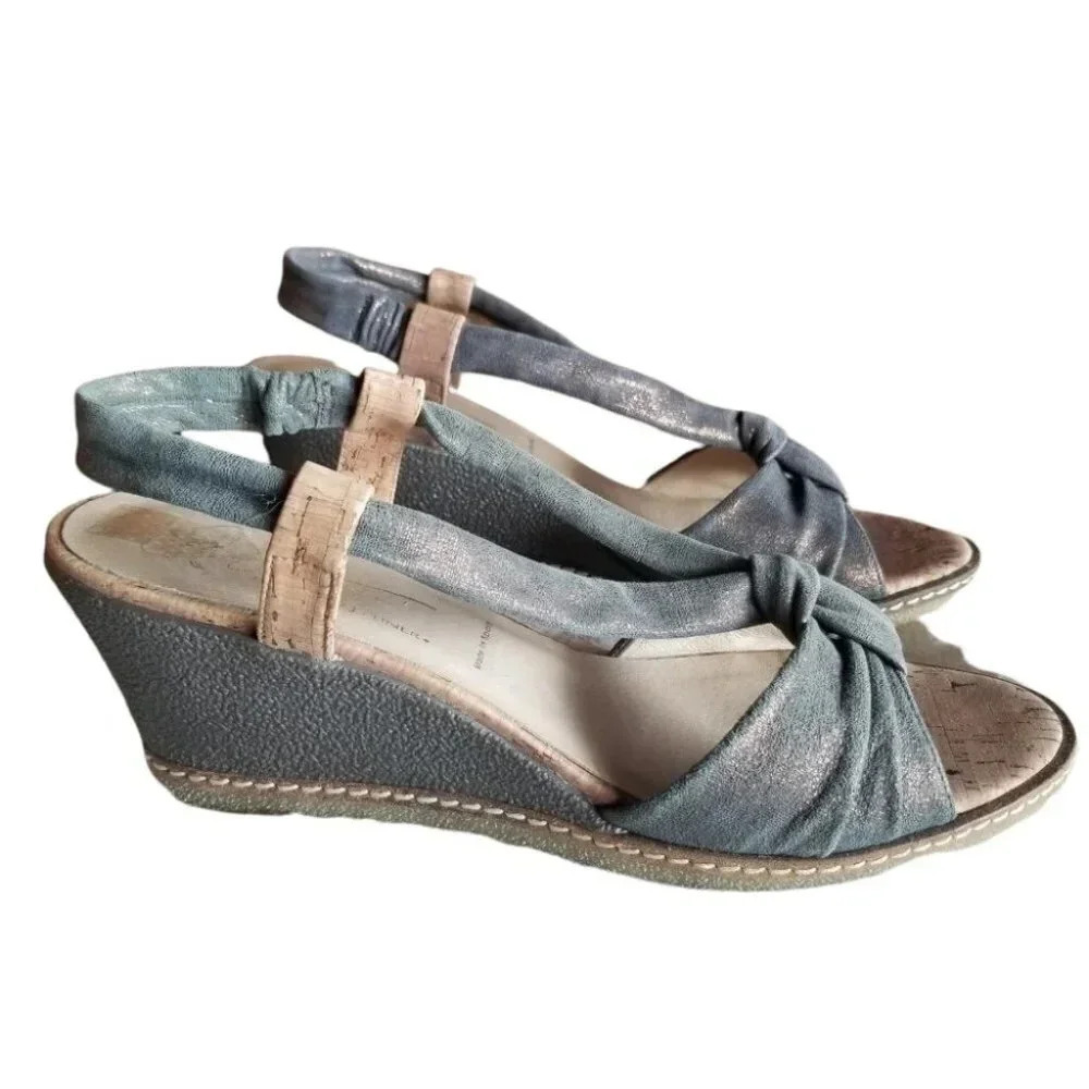 DONALD J. Pliner Metallic Wedge Sandals Slingback 9.5